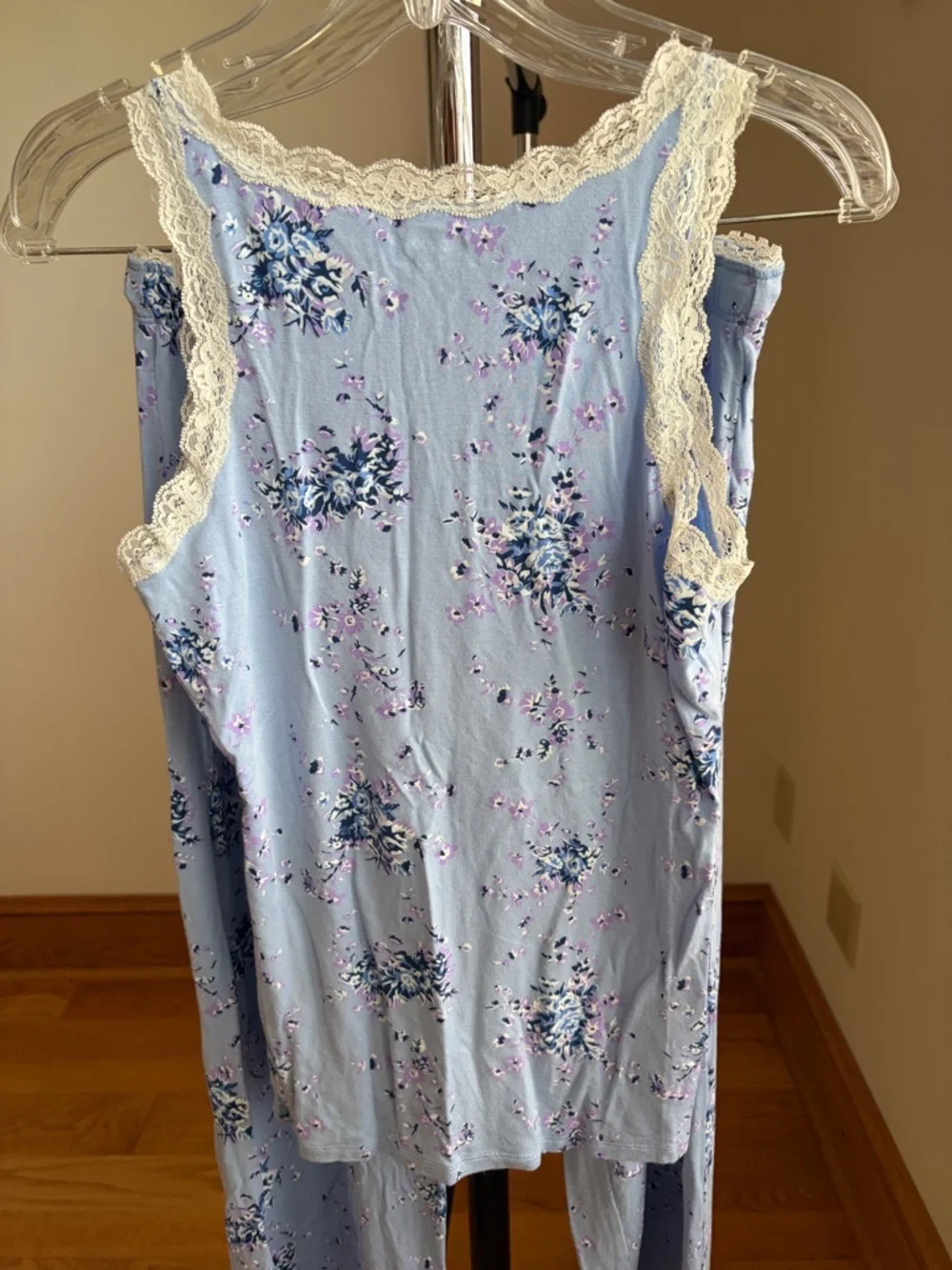 GAP Body Women's Light Blue Floral Lace-Trim Pajama Set - Picture 4 of 9
